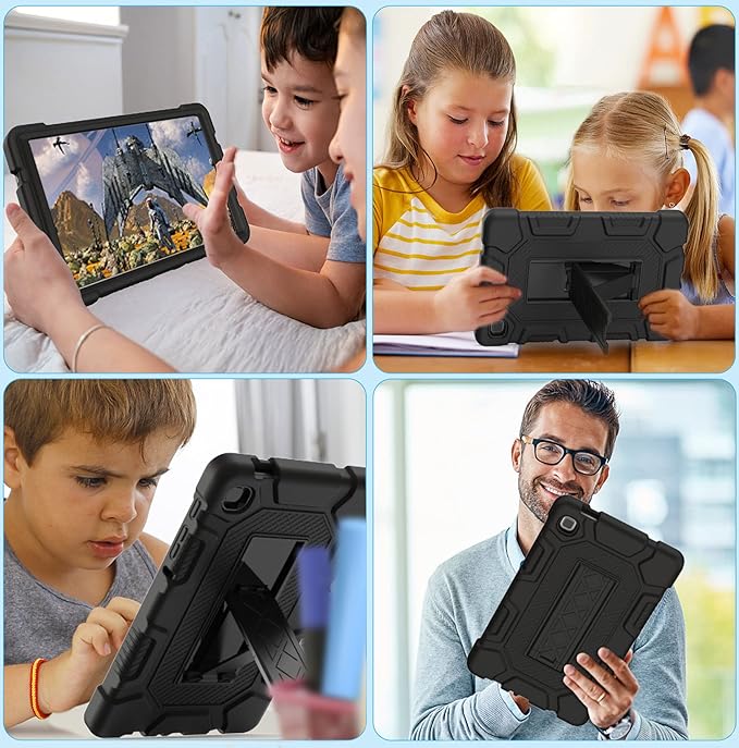 Rantice Samsung Galaxy Tab A7 Lite Case 8.7 inch with Kickstand, Shockproof Rugged Tablet Case for Galaxy Tab A7 (SM-T220/T225), Black