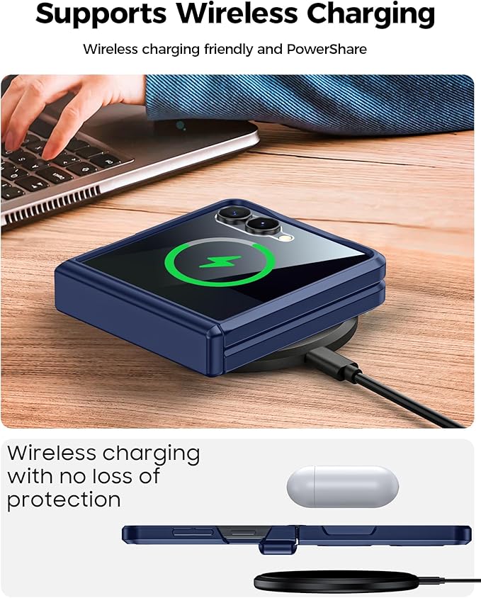 for Samsung Galaxy Z Flip 7 Case,Built-in Privacy Screen Protector&Hinge Protection Shockproof All-Inclusive Smartphone Cover for Samsung Galaxy Z Flip 7(Blue)