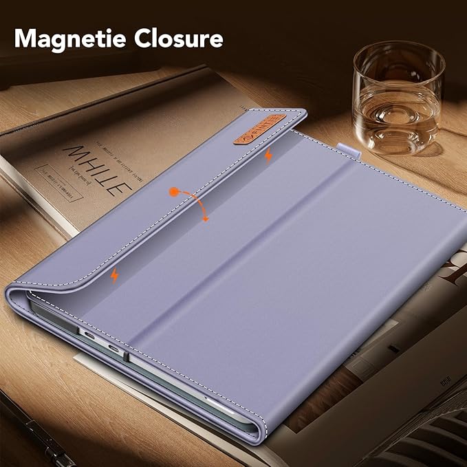 Fintie Case for Microsoft Surface Pro 12 Inch 1st Edition (2025), Multiple Angle Viewing Portfolio Business Cover with Pocket & Stylus Holder, Compatible with Type Cover Keyboard (Lilac Purple)