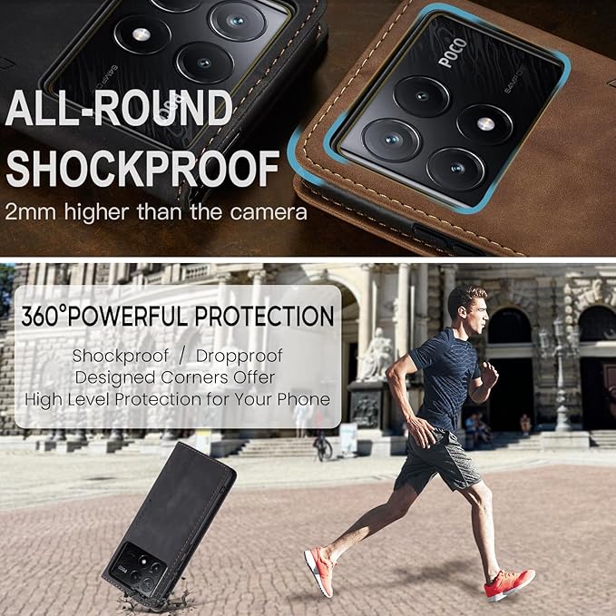 for Xiaomi Poco X6 Pro 5G Case, Flip Wallet Leather Case with Card Holder Magnetic Closure Shockproof Kickstand Protective Phone Cases Cover for Xiaomi Poco X6 Pro 5G,Black