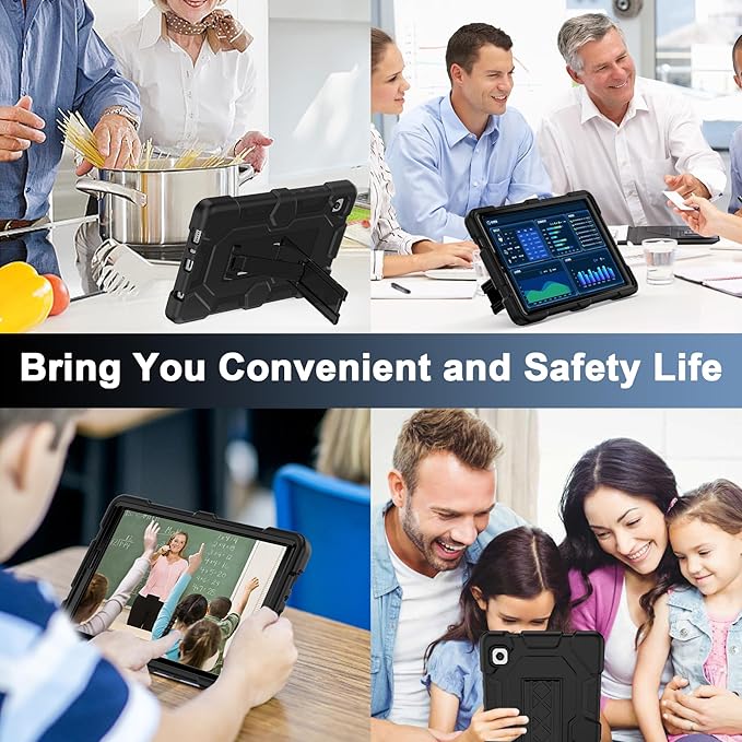 CCMAO Case for Samsung Galaxy Tab A9 Case 8.7 Inch 2023 Model (SM-X110/X115/X117), Heavy Duty Shockproof Hybrid Three Layer Protective Cover with Kickstand for Samsung A9 Tablet 8.7", Black