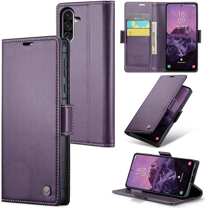 for Samsung Galaxy A36 5G Case, Premium PU Leather Wallet Case Flip Cover with [RFID Blocking][Card Holder][Stand Function] Shockproof Protective for Samsung Galaxy A36, Purple