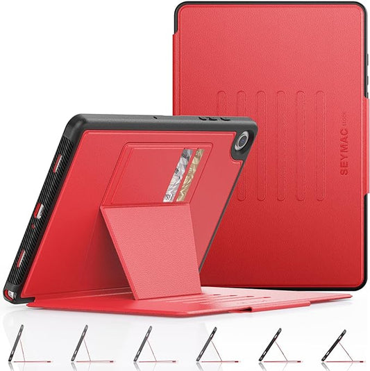 SEYMAC stock Case for Samsung Galaxy Tab A9+ Plus 11'', Auto Sleep/Wake Case with Magnetic Multi-Angles Stand, Card Slot for Galaxy Tab A9+/ A9 Plus 11'' SM-X210/X216/X218, (Red)