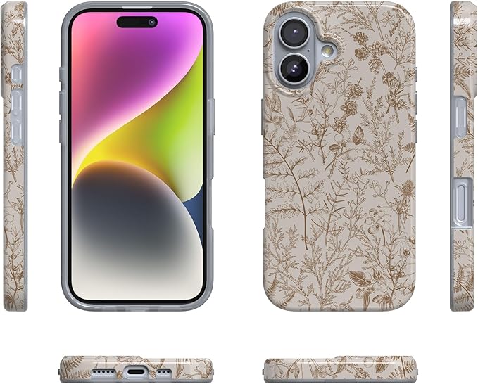 Casely iPhone 17 Case | Beige Garden | Neutral Floral | Compatible with MagSafe | Classic Ultra Slim Design
