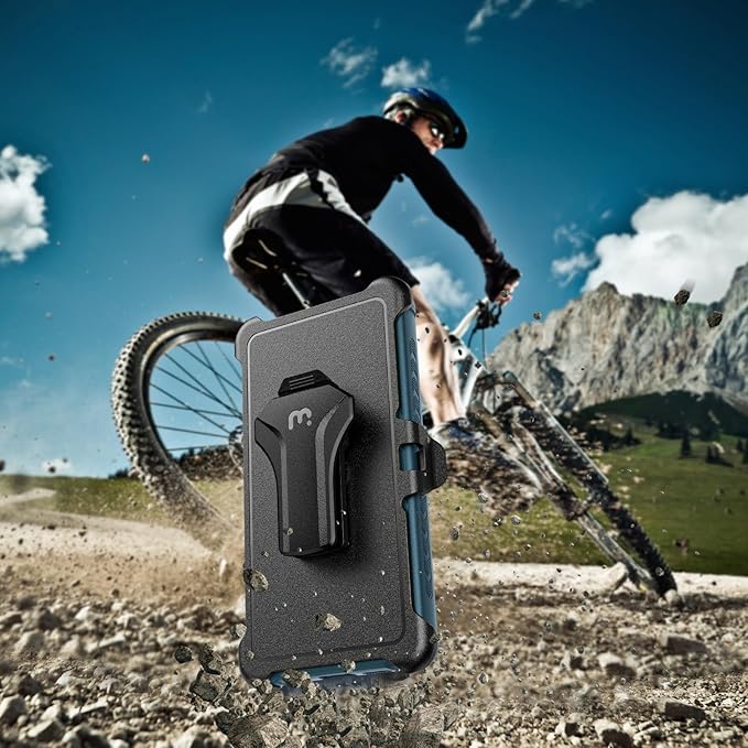 M MYBAT PRO Maverick Series for Samsung Galaxy S25 Ultra Case with Belt Clip Holster, 6.9 inch, Heavy Duty Military Grade Drop Protective Case w 360° Rotating Stand (No Screen Protector) Blue