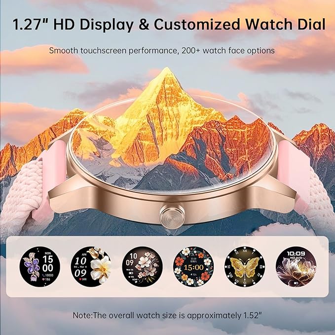 Smart Watch for Women, 1.27'' Touchscreen Activity Trackers with Heart Rate/Sleep Monitor, Make/Answer Calls, 130+ Sport Modes IP68 Waterproof Fitness Watch Smartwatch for iPhone/Samsung/Android