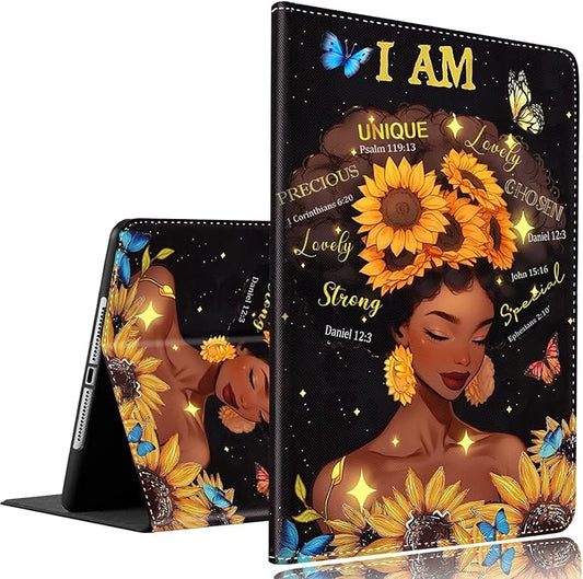 Case for Samsung Galaxy Tab A9 Plus 11 inch 2023，Slim Fit Foldable Standing Cover Case with Auto Sleep/Wake for Galaxy Tab A9+ 11’2023 (SM-X210/X216/X218)，African American Woman