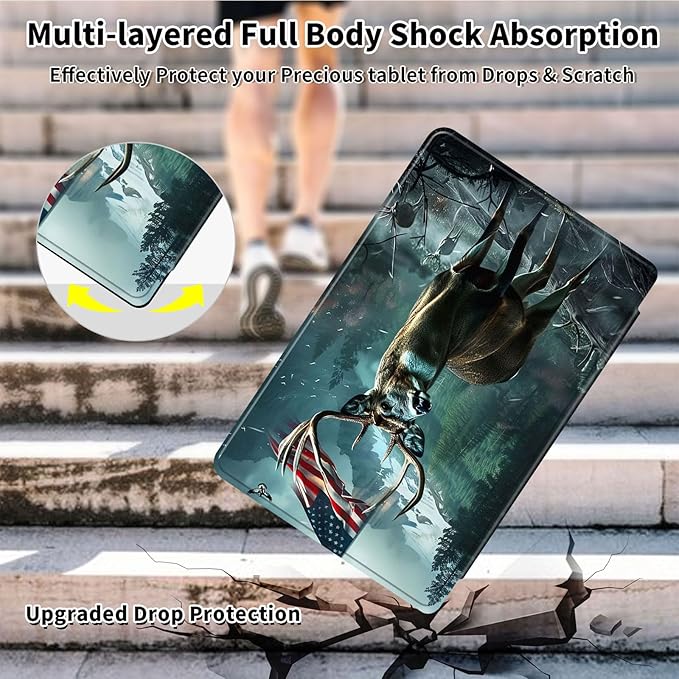 Case for Samsung Galaxy Tab A9+/A9 Plus 11 Inch 2023 Tablet Case, 360 Degree Rotating Folio Stand Smart Cover for Galaxy Tab A9+ Tablet SM-X210/X216/X218, Auto Sleep/Wake, Deer 2