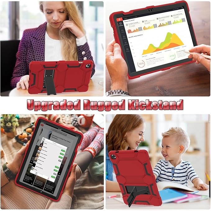 Case Compatible with Samsung Galaxy Tab A9+ / A9 Plus 11 inch 2023 - Heavy Duty Rugged Shockproof Protective Cover with Kickstand - for Samsung Tab A9+ Tablet (SM-X210/X216/X218), Red+Black