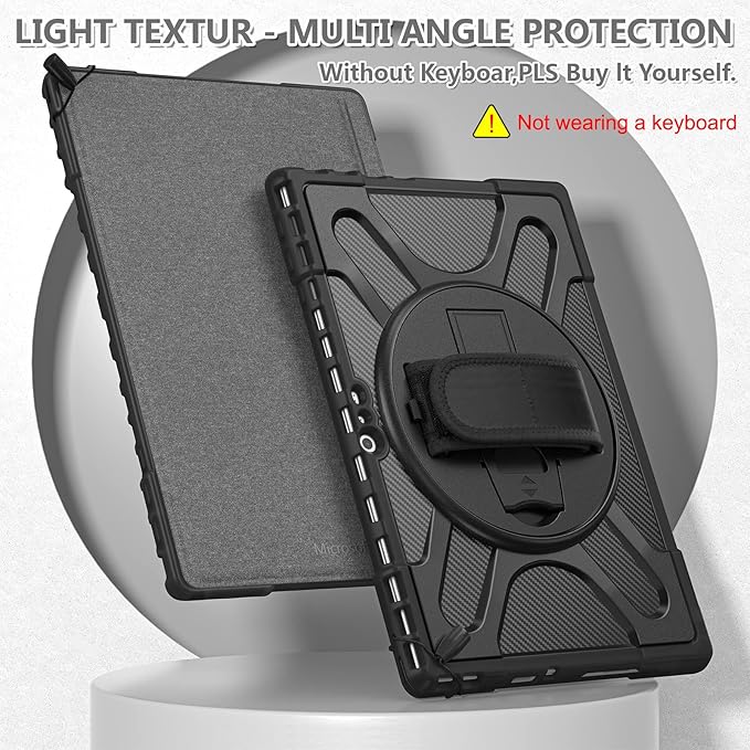 ZenRich Rugged Case for Microsoft Surface Pro 4/5/6/7 with Keyboard,Protective Case for Surface Pro 4/5/6/7 with Kickstand and Hand Strap Heavy Duty Shockproof, Compatible with Type Cover Keyboard