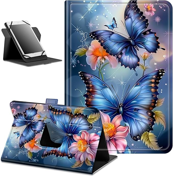 for Lenovo Tab M9 Case,9 inch Tablet Cover, Magnetic Closure Travel Portable Protective Case with 360 Degree Rotating Stand for Lenovo Tab M9 TB-310FU 2023-Blue Butterfly