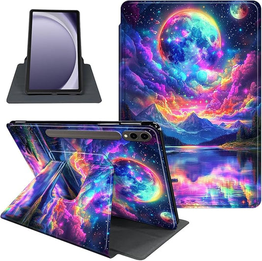 Case for 12.4 inch Galaxy Tab S10 Plus Case (2024), Galaxy Tab S9 Plus Case (2023), 360 Degree Rotating Folio Stand Smart PU Leather Cover, Auto Sleep/Wake, Fantasy Mountains