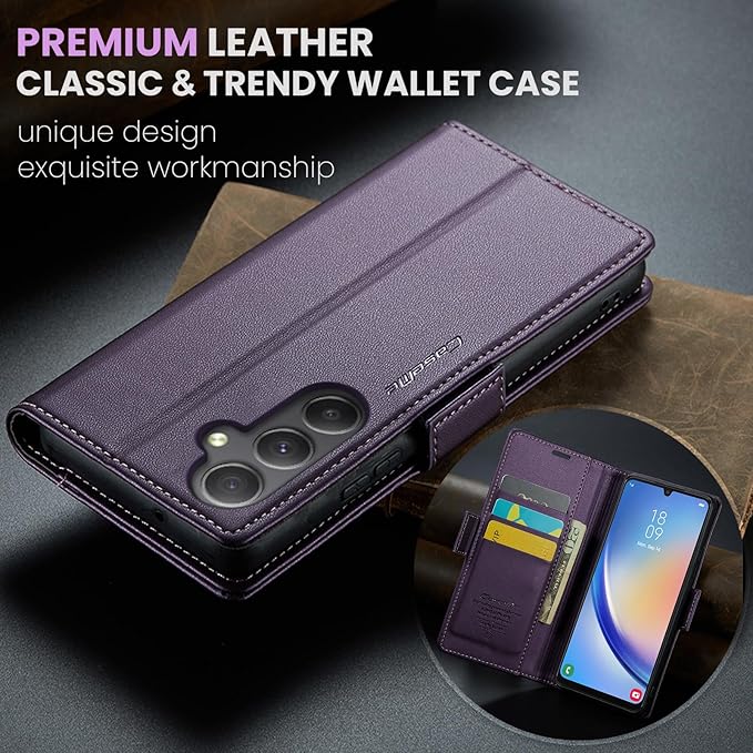 for Samsung Galaxy A34 5G Case, Premium PU Leather Wallet Case Flip Cover with [RFID Blocking][Card Holder][Stand Function] Shockproof Protective for Samsung Galaxy A34 5G, Purple