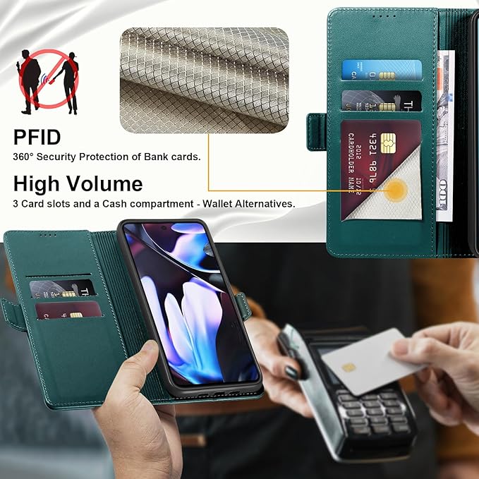 Wallet Flip Case for Google Pixel 9 Pro XL - [RFID Blocking] Luxury PU Leather Card Holder Magnetic Phone Cover with Kickstand,Shockproof Protective Case,Green