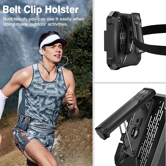 VEGO for Samsung Flip 7 Case with Belt Clip Holster, Hinge Protection Case with 360° Ring Kickstand & Camera Screen Protector Heavy Duty Protective Armor Cover for Galaxy Z Flip 7 - Blue