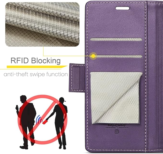 for iPhone 14 Plus Case, Premium PU Leather Wallet Case Flip Cover with [RFID Blocking][Card Holder][Stand Function] Shockproof Protective for iPhone 14 Plus 6.7", Purple