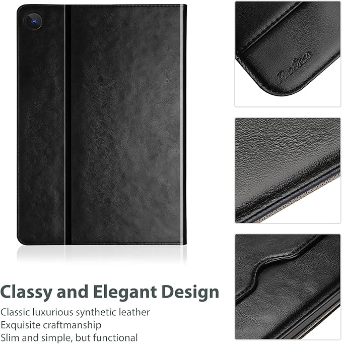 ProCase for Galaxy Tab A9 Plus 11 Inch 2023 (Model: SM-X210/SM-X215/SM-X216/SM-X218); Premium PU Leather Folio Business Stand Cover with Hand Strap; Pencil Holder; Front Pocket -Black