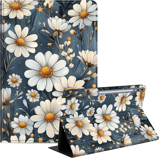Case for Samsung Galaxy Tab S10 Ultra/Galaxy Tab S9/S8 Ultra 14.6-Inch, Slim PU Leather Stand Cover with Auto Wake/Sleep, Multi-Angle Viewing & Shockproof, Little Flower