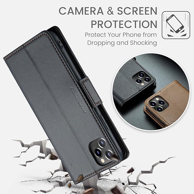 for iPhone 11 Pro Case, Premium PU Leather Wallet Case Flip Cover with [RFID Blocking][Card Holder][Stand Function] Shockproof Protective for iPhone 11 Pro 5.8", Black