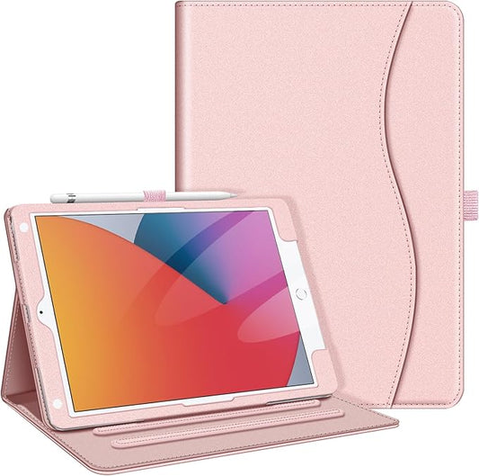 Fintie Case for iPad 9th / 8th / 7th Generation (2021/2020/2019) 10.2 Inch - [Corner Protection] Multi-Angle Viewing Stand Cover with Pocket & Pencil Holder, Auto Sleep Wake, Rose Gold