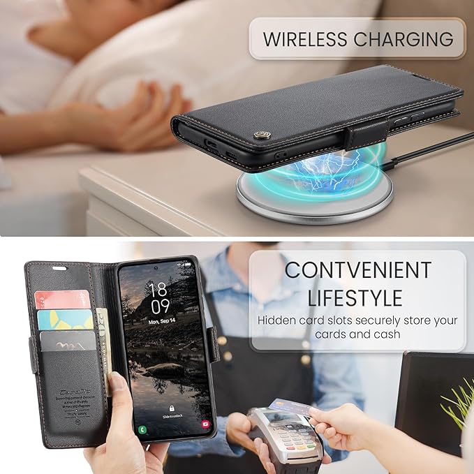 SINIANL for Samsung Galaxy S25 Wallet Case with RFID Blocking, S25 Case Wallet for Men Women with Card Holder Magnetic Clasp Kickstand Leather Book Folio Case for Galaxy S25 Black