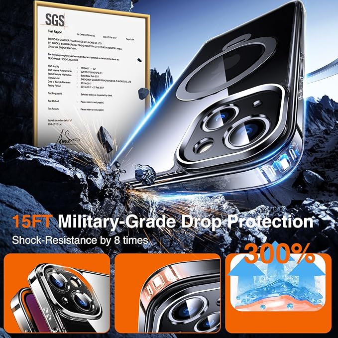 360° O-Ring MagStander for iPhone 15 Case with Magnetic Kickstand Ring Holder [Compatible with MagSafe][360°Rotate Stand Ring][Military Shockproof] iPhone 15 Phone Cover Clear