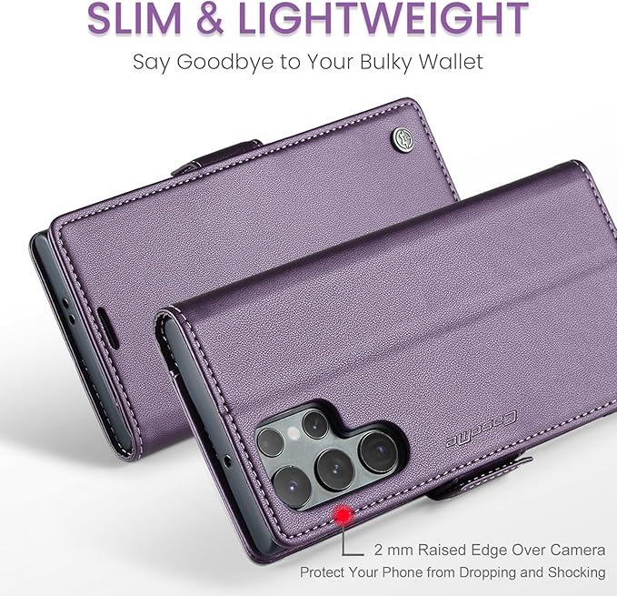 SINIANL Samsung Galaxy S24 Ultra Wallet Case with RFID Blocking, Samsung S24 Ultra Case Wallet for Women Men Card Holder Magnetic Clasp Kickstand Leather Book Folio Case for Galaxy S24 Ultra Purple