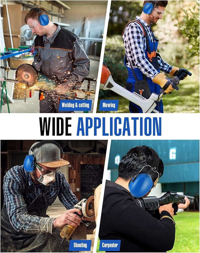 12 Pcs Hearing Protection Ear Muffs NRR 28dB Noise Reduction Headphones Shooting Ear Protection Earmuffs(Blue)