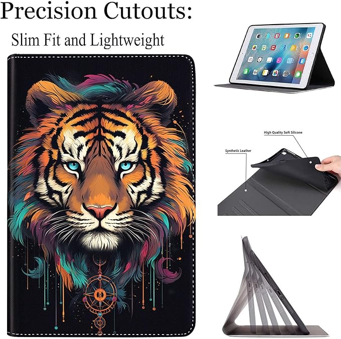 Case for Galaxy Tab A9 Plus ， Auto Sleep/Wake Multi-Angle Viewing Slim Folio Stand Cover for Samsung Galaxy Tab A9+/A9 Plus 11 Inch 2023 (SM-X210/X216/X218), Tiger
