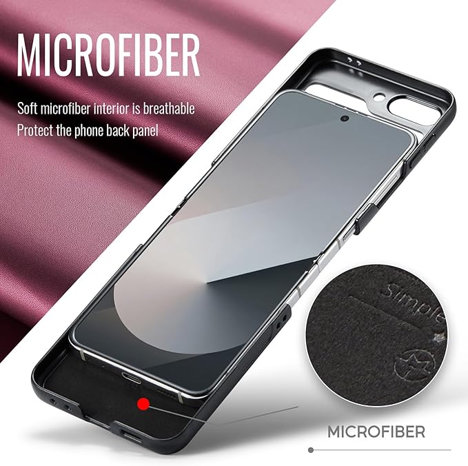 for Samsung Galaxy Z Flip 6 Case, Premium PU Leather Case Anti Scratch Slim Phone Shockproof Protective Phone Cover for Samsung Galaxy Z Flip6, Red