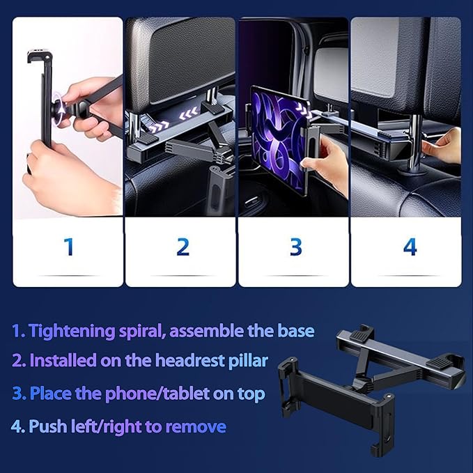 2026 Car Headrest Tablet Holder, Road Trip Essentials for Kids, Scalable Tablet Mount for Car Backseat for iPad Phone... 5.5-10.8" Fits Larger Tablets (If Short Side ≤10.6") [Upgrade - Black]