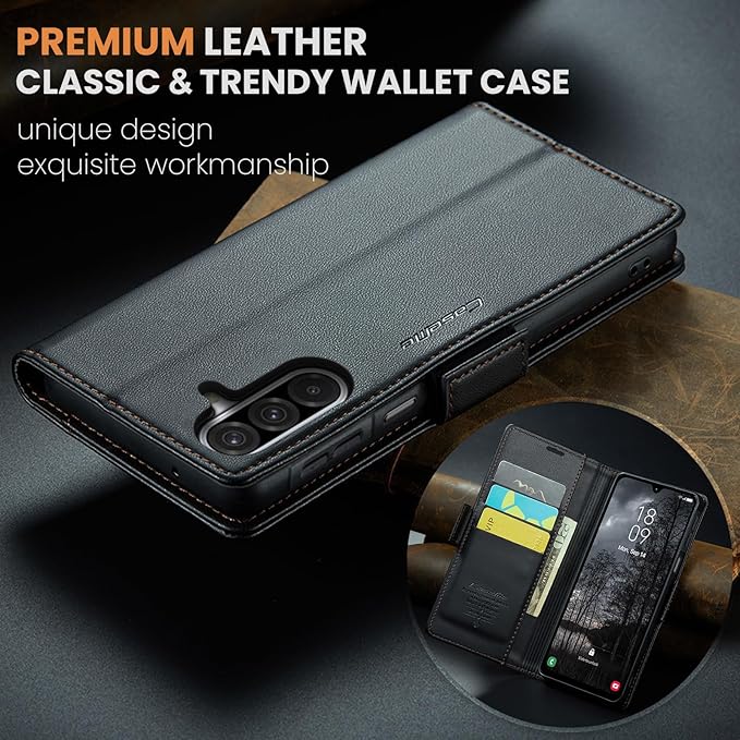 for Samsung Galaxy A26 5G Case, Premium PU Leather Wallet Case Flip Cover with [RFID Blocking][Card Holder][Stand Function] Shockproof Protective for Samsung Galaxy A26, Black