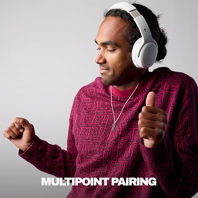 Skullcandy Crusher ANC 2 Over-Ear Noise Canceling Wireless Headphones with Sensory Bass and Charging Cable, 50 Hr Battery, Skull-iQ, Alexa Enabled, Microphone, Works with Bluetooth Devices - Bone