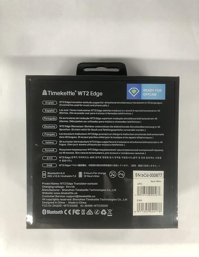 Timekettle WT2 Edge W3 Translator Device, Bidirection Simultaneous Translation, Translator Earbuds with 40 Languages, Offline Translator, Fast Reaction with Revolutionary Al Tech, Offline Version