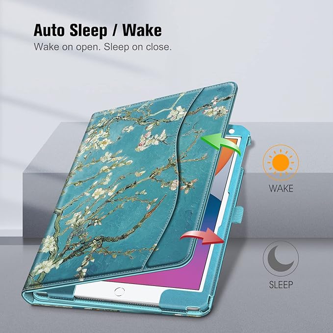 Fintie Case for iPad 9th / 8th / 7th Generation (2021/2020/2019) 10.2 Inch - [Corner Protection] Multi-Angle Viewing Stand Cover with Pocket & Pencil Holder, Auto Sleep Wake, Blossom