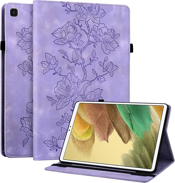Case for Samsung Galaxy Tab A7 Lite 8.7 Inch 2021 (SM-T225/T220/T227), Slim PU Leather Folio Cover with Multi-Angle Stand and Pen Holder, Purple