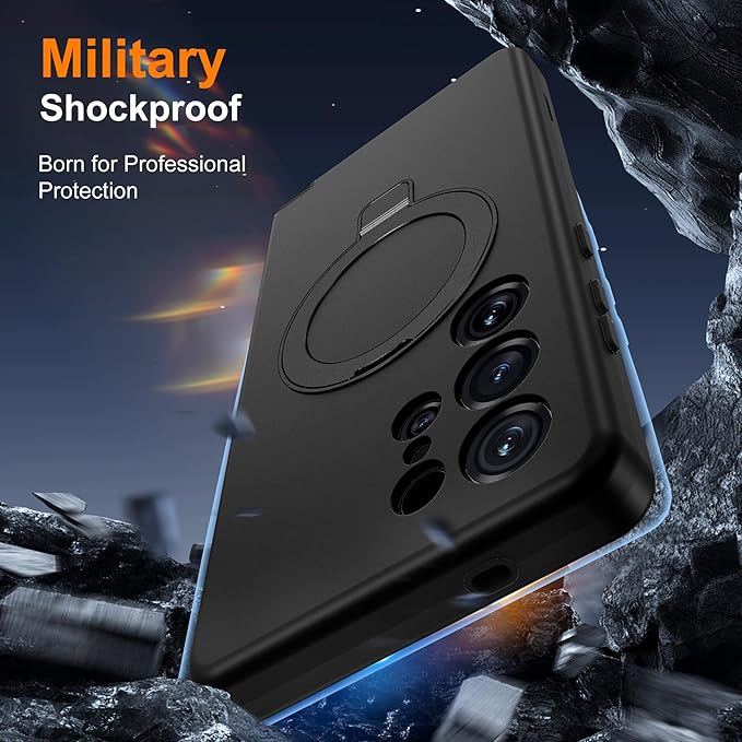 Designed for Samsung Galaxy S25 Ultra Case with Magnetic Ring Stand [Compatible with Mag-Safe][Military Grade Drop Protection][Build in Kickstand] S25 Ultra Phone Case 6.9",Black