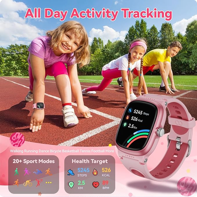 Smart Watch for Kids with Heart Rate Sleep Monitor, Games/Alarm/IP68 Waterproof Smart Watch for Boys Girls, Step Calorie Pedometer Activity Tracker, Kids Fitness Watch Birthday Gifts for Aged 4-16