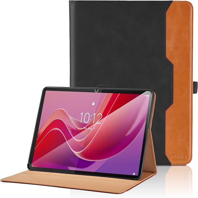 Case for Lenovo Tab M11 (TB-330FU/TB-331FC)/Tab K11 LTE 11 Inch 2024 - PU Leather Business Folio Case with Hand Strap and Pocket, Auto Wake/Sleep Smart Tablet Cover, Black