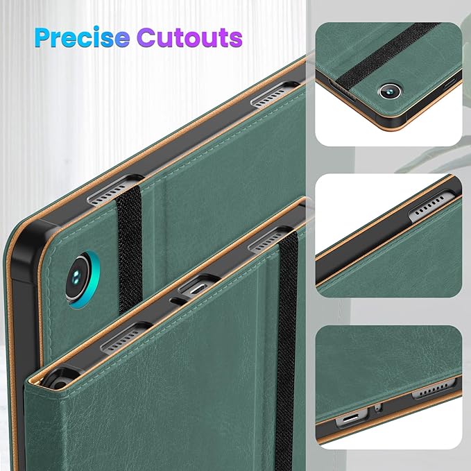 DTTO for Samsung Galaxy Tab A9 Plus 11 inch Case 2023, Premium Leather Business Folio Stand Cover with Hand Strap for Galaxy Tab A9+ 11'' 2023 Model (SM-X210/X216/X218)-Auto Wake/Sleep, Midnight Green