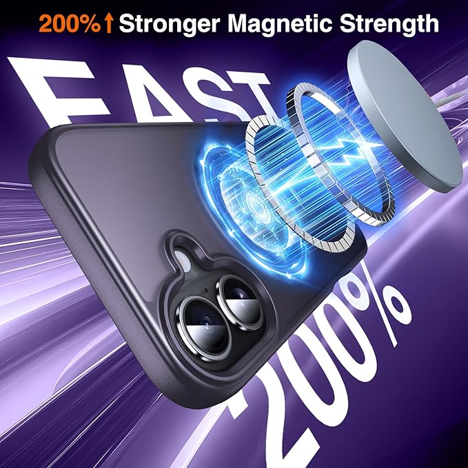 360° O-Ring MagStander for iPhone 16 Case with Magnetic Kickstand Ring Holder [Compatible with MagSafe][360°Rotate Stand Ring][Military Shockproof] Magnet iPhone 16 Phone Cover Matte Purple