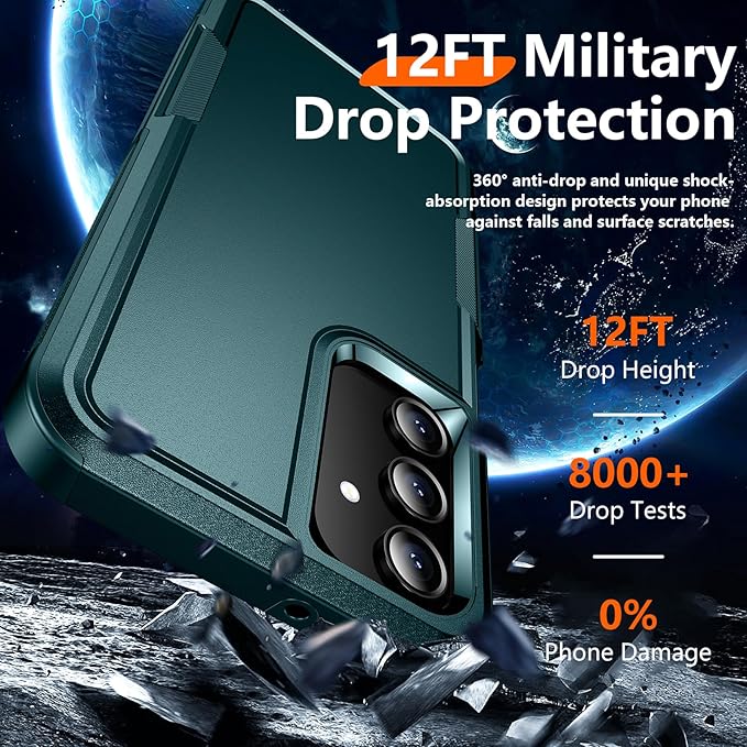 Red2Fire Designed for Samsung Galaxy A16 5G Case, [Military Grade Drop Protection] Non-Slip Heavy Duty Full Body Shockproof Protection Phone Case 6.7 inch,Dark Green