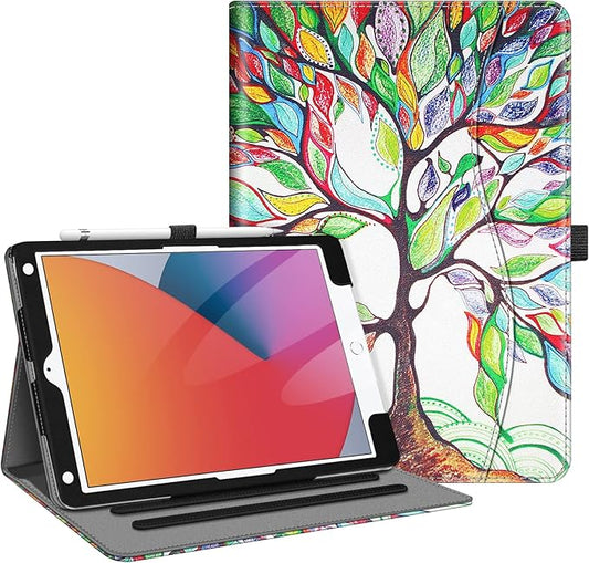 Fintie Case for iPad 9th / 8th / 7th Generation (2021/2020/2019) 10.2 Inch - [Corner Protection] Multi-Angle Viewing Stand Cover with Pocket & Pencil Holder, Auto Sleep Wake, Love Tree