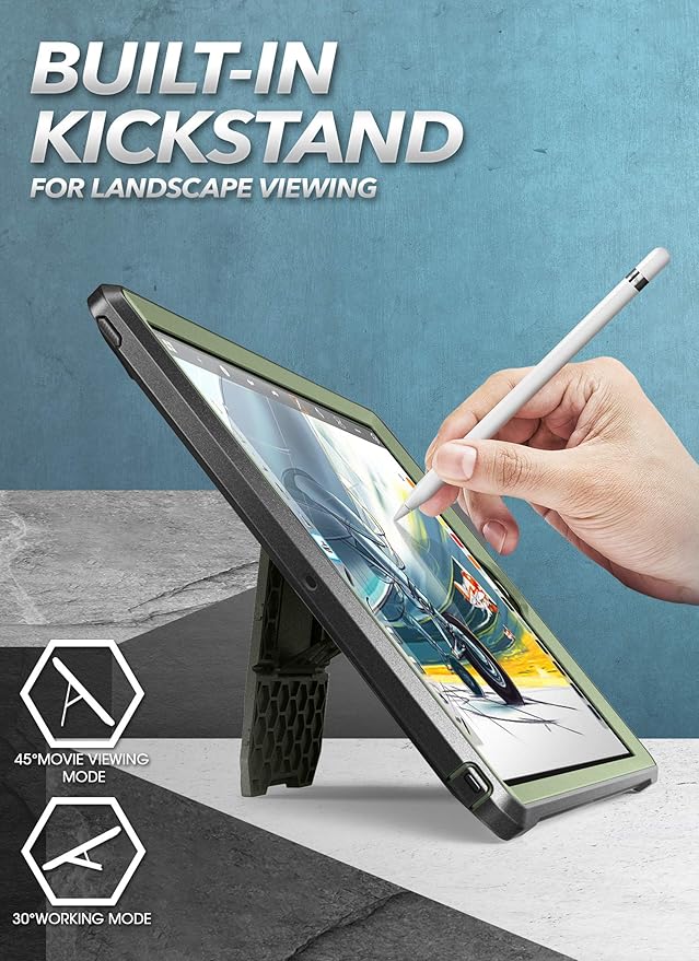 SUPCASE for iPad 9th Generation Case with Screen Protector (Unicorn Beetle Pro), [Built-in Stand] Heavy Duty Rugged Protective Case for iPad 10.2 9th / 8th / 7th Generation (2021/2020/2019), Guldan