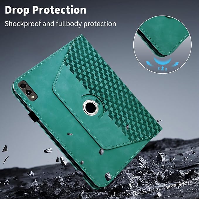 Case for Samsung Galaxy Tab S10 Plus 2024/ S9 Plus/S9FE Plus 12.4,360 Degree Rotating PU Leather Folio Protective Cover with Auto Sleep/Wake,Card Holder&Shoulder Strap for Woman Man, Blue