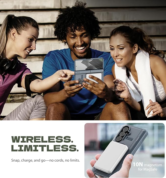 Dexnor Magnetic for Samsung Galaxy Z Fold 7 Case with Dual Kickstands & Front Screen Protector & Hinge Protection, Compatible with MagSafe, Full-Body Rugged Protective Cover Bumper Cases,Navy Blue