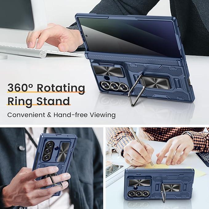 VEGO for Z-Fold7-Case: Galaxy Z Fold 7 Case: with Slide Camera Cover[Built-in Privacy Screen Protector][Adjustable Kickstand] Full Body Drop Protection Case for Samsung Galaxy Fold 7 5G 2025 - Blue