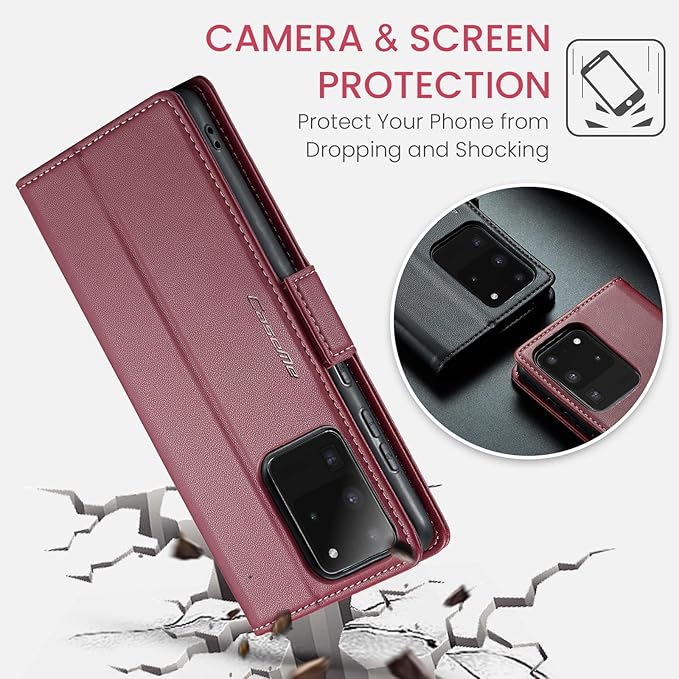 Case for Samsung Galaxy S20 Ultra Wallet Case, RFID Blocking PU Leather Flip Folio Cover Card Holder Kickstand Shockproof Phone Case Compatible with Samsung Galaxy S20 Ultra, Red