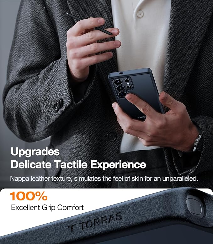 TORRAS Shockproof for Samsung Galaxy S25 Ultra Case, 12FT Military-Grade Protection, Slim Case for Samsung S25 Ultra Case, Matte Translucent Black, Thin, 6.9'' Guardian Series