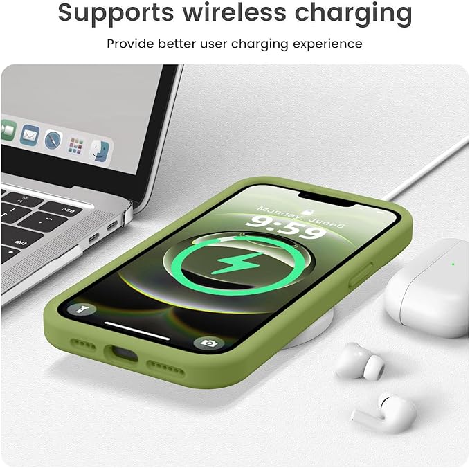 Vooii Compatible with iPhone 16e Case, Liquid Silicone Upgrade [Camera Protection] [Soft Anti-Scratch Microfiber Lining] Shockproof Phone Case for iPhone 16e 6.1 inch - Cedar Green